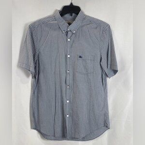 Men's Short-Sleeve Button-Down Check Shirt - Blue